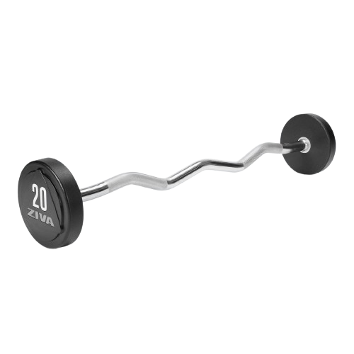 ZVO SOLID STEEL URETHANE EZ CURL BARBELLS