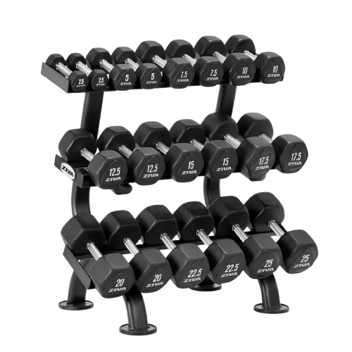  ZIVA PERFORMANCE 3-TIER, 10-PAIR HEXAGON DUMBBELL RACK