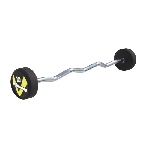 Rubber Barbell EZ Curl  MD-Buddy