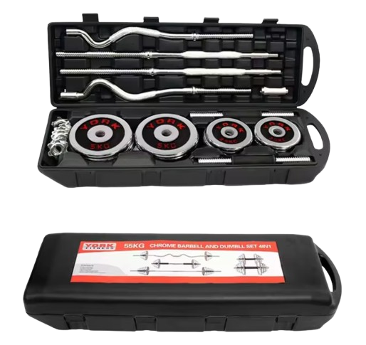 Adjustable chrome dumbbell set with carry bag