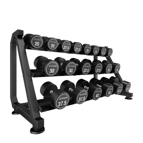 ZIVA XP 10-PAIR, 3-TIER DUMBBELL RACK WITH SADDLES