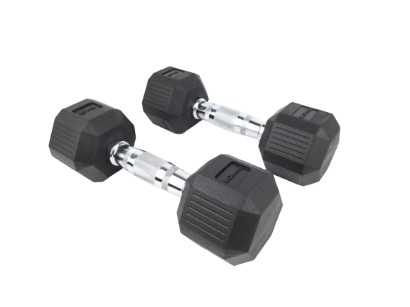  RUBBER COATED HEX DUMBBEELLS MDBuddy 